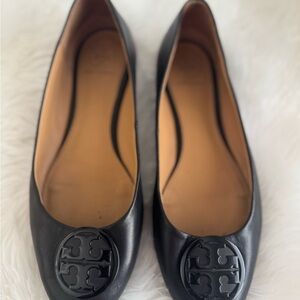 Tory Burch Black Logo Flats